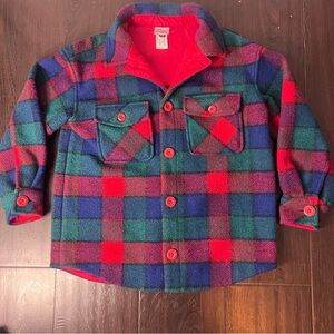 Hanna Andersson Kids Red, Green & Blue Plaid Fleece Shirt Jacket Size 6-7